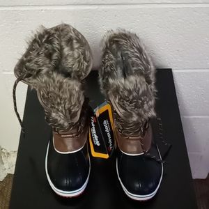 Dream Pairs Boots Women's Size 5 Back & Brown Lace Up Mid-Calf Winter Snow Boot